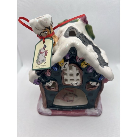 NEW Blue Sky Clayworks HOLLY BERRY COTTAGE Christmas Tea Light Candle House NWT - Picture 2 of 3